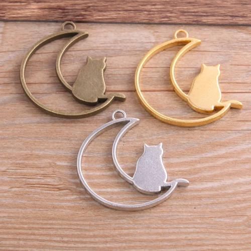 Zinc Alloy Moon Pendler, forgyldt, du kan DIY, flere farver til valg, nikkel, bly & cadmium fri, 35x41mm, 100pc'er/Bag, Solgt af Bag