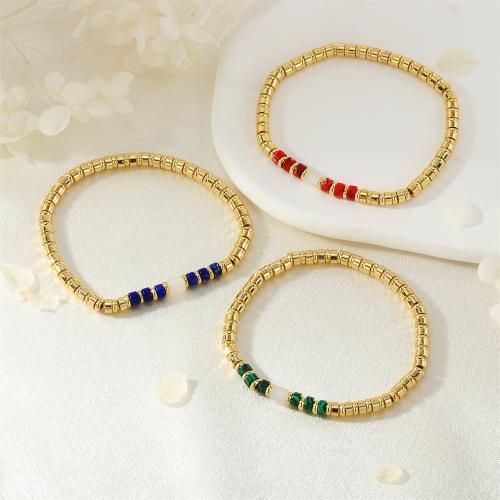 Messing Armbanden, met Gemstone Chips, gold plated, voor vrouw, meer kleuren voor de keuze, nikkel, lood en cadmium vrij, Lengte 16-17 cm, Verkocht door PC