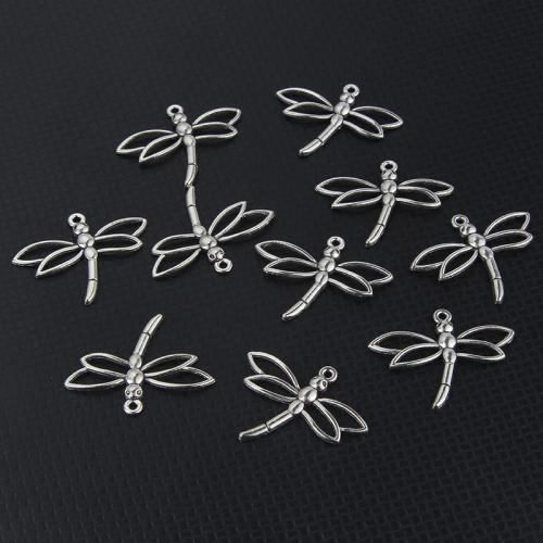 Zinklegering Animal Hangers, Zinc Alloy, Dragonfly, silver plated, DIY, zilver, nikkel, lood en cadmium vrij, 32x31.50mm, 10pC's/Bag, Verkocht door Bag