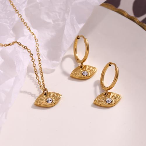 Sets de Joyas, Partículas de acero, chapado en color dorado, Joyería & diferentes estilos para la opción & con diamantes de imitación, dorado, Vendido por UD