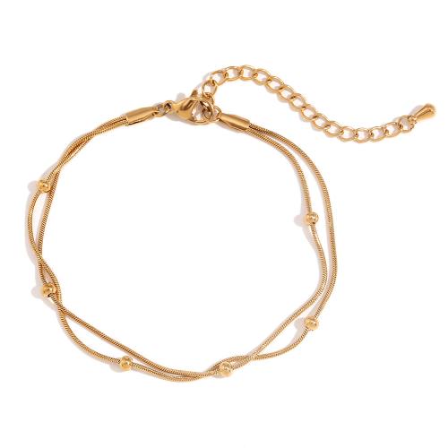 Fashion Jewelry Anklet, Acier titane, avec 5cm chaînes de rallonge, Placage de couleur d'or, bijoux de mode, doré, Longueur 20 cm, Vendu par PC