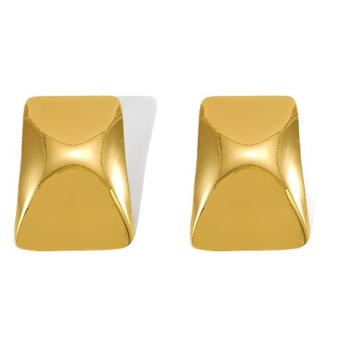 Stainless Steel Stud Earrings 304 Stainless Steel Square 18K gold plated fashion jewelry & for woman Sold By Pair