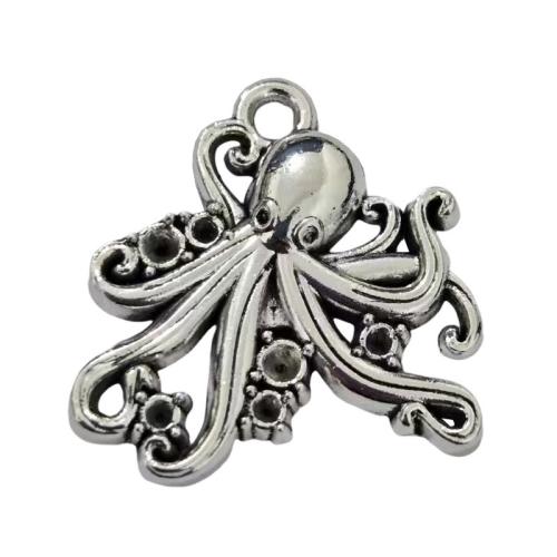 Sinc Alloy Pendants Ainmhithe, Octopus, dath airgid antique plátáilte, DIY, dath bunaidh, 100ríomhairí pearsanta/Lot, Díolta De réir Lot