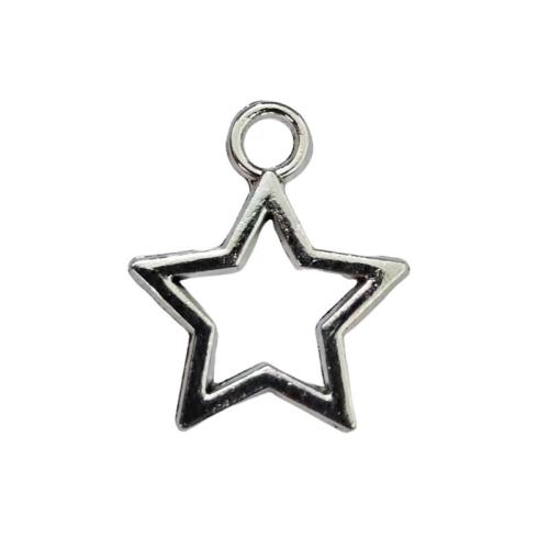 Sinc Alloy Star siogairlín, dath airgid antique plátáilte, DIY, dath bunaidh, 100ríomhairí pearsanta/Lot, Díolta De réir Lot