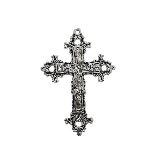 Zink Alloy Cross Hängen, antik silver pläterad, DIY, ursprungliga färgen, 100PC/Lot, Säljs av Lot