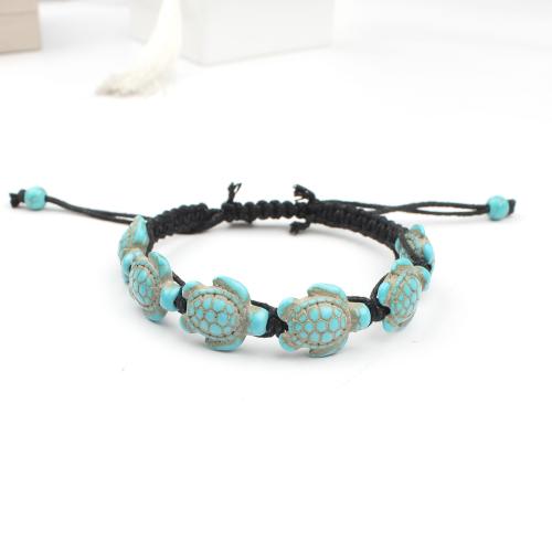 Trendy Wax cord armbanden, met turkoois, uniseks, turkoois blauw, Lengte Ca 16 cm, Verkocht door PC