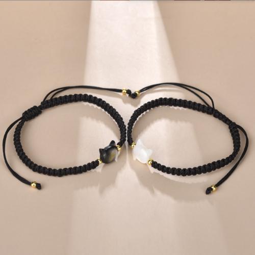 Fashion Create Wax Cord Bracelets Zinc Alloy with Wax Cord & Plastic Pearl Unisex Length Approx 16 cm Sold By PC