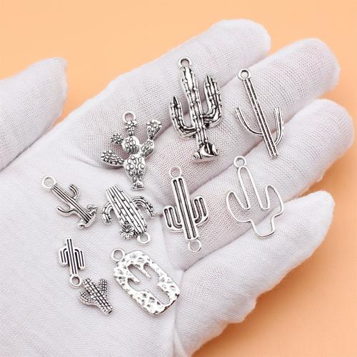 Zinc Alloy Connector Opuntia Stricta antique silver color plated DIY & 1/1 loop Sold By Bag