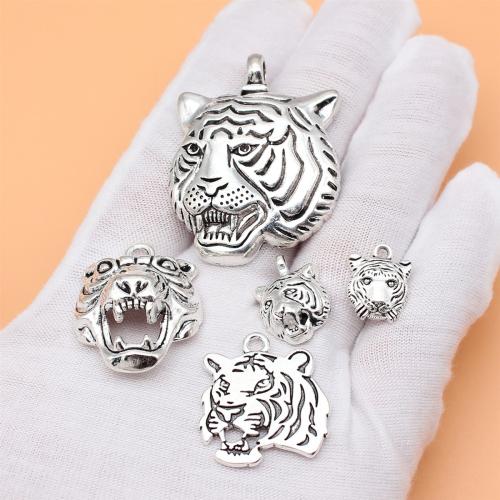 Zinc Alloy Animal Pendants Tiger antique silver color plated DIY Sold By Bag