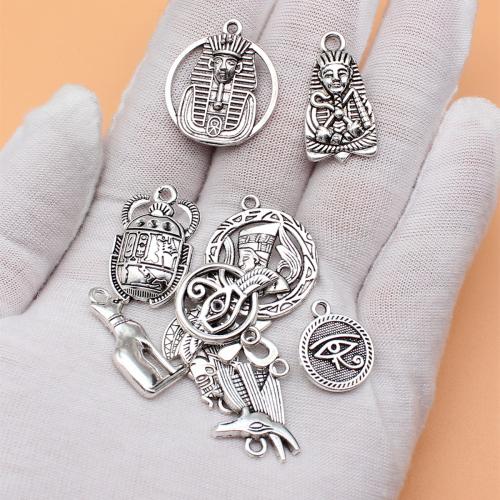 Sinc Alloy Pendants, dath airgid antique plátáilte, DIY, 10PC/Mála, Díolta De réir Mála