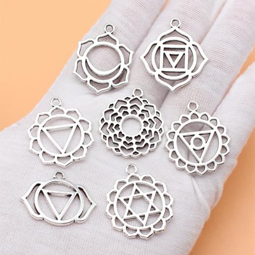 Sinc Alloy Pendants, dath airgid antique plátáilte, DIY, 7PC/Mála, Díolta De réir Mála