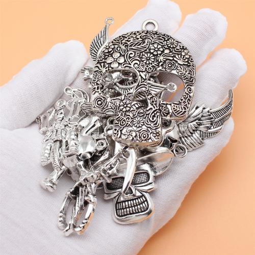 Skull Zinc Alloy Connector antique silver color plated DIY & 1/1 loop Sold By Bag