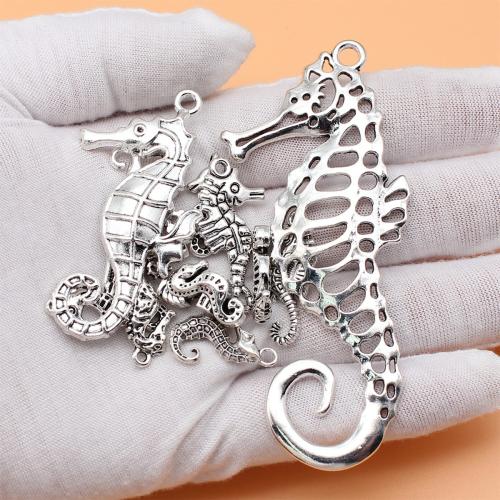 Sinc Alloy Pendants Ainmhithe, Seahorse, dath airgid antique plátáilte, DIY, 12PC/Mála, Díolta De réir Mála