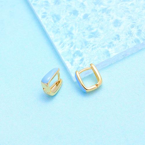 Brass Huggie Hoop Earring plated for woman & enamel nickel lead & cadmium free Sold By Pair