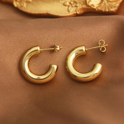 Acier titane boucle d oreille dormeuse, Placage de couleur d'or, styles différents pour le choix & pour femme, 30mm, Vendu par paire