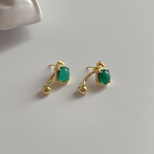 Brass Stud Earring with Resin fashion jewelry & for woman 13mm Sold By Pair