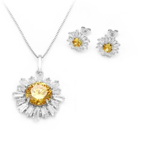 Cubic Zirconia Micro effenen koperen sieraden Sets, Messing, mode sieraden & micro pave zirconia & voor vrouw, meer kleuren voor de keuze, Verkocht door PC