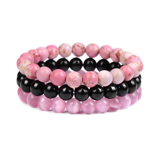 Gemstone Bracelets Natural Stone three pieces & fashion jewelry & Unisex Length Approx 19 cm Sold By Set