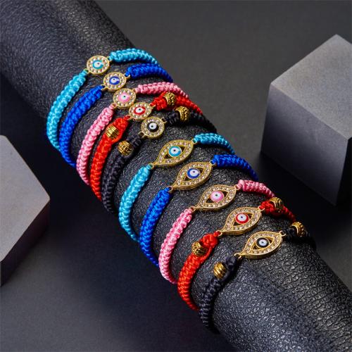 Mal pulsera ojo, aleación de zinc, Ajustable & Joyería & unisexo & diferentes estilos para la opción & con diamantes de imitación, más colores para la opción, longitud aproximado 16-28 cm, Vendido por UD