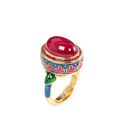 Brass Finger Ring with Ruby Alumina fashion jewelry & for woman US Ring Sold By PC