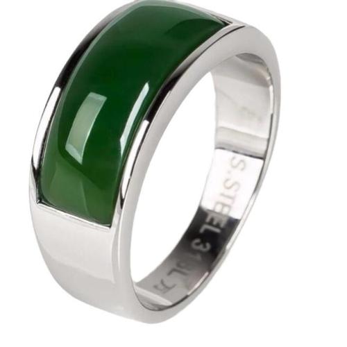 Brass Finger Ring with Hetian Jade fashion jewelry & for woman US Ring Sold By PC