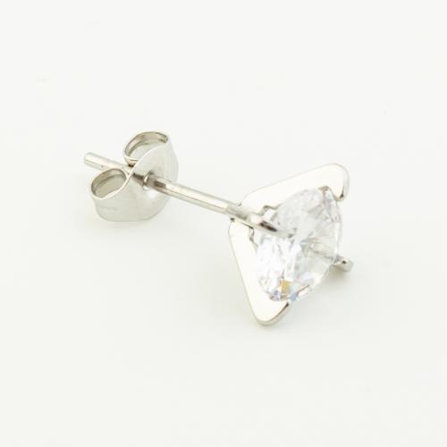 Roestvrij staal Stud Earrings, 316 Roestvrij staal, met Cubic Zirconia, mode sieraden & voor vrouw, oorspronkelijke kleur, 10x10mm, Verkocht door pair