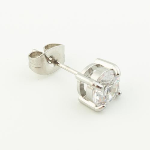 Nerezová ocel náušnice, Nerezová ocel 316, s Cubic Zirconia, módní šperky & pro ženy, Původní barva, 8x8mm, Prodáno By Pair