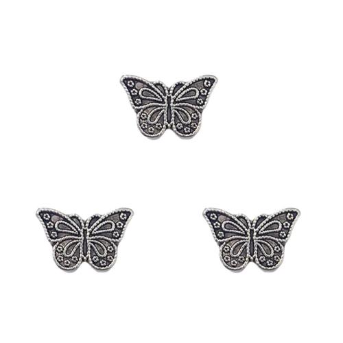 Abalorios de Aleación de Zinc de Animales, Mariposa, chapado en color de plata antigua, Bricolaje, libre de níquel, plomo & cadmio, 16x10mm, aproximado 100PCs/Bolsa, Vendido por Bolsa