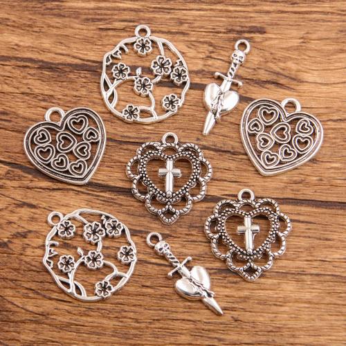 Sinc Alloy Hollow Pendants, dath airgid plated, Cruth Difriúil do Rogha & DIY, dathanna níos mó le haghaidh rogha, nicil, luaidhe & caidmiam saor in aisce, Thart 100ríomhairí pearsanta/Mála, Díolta De réir Mála