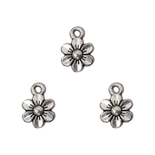 Sinkkiseos Flower riipukset, Kukka, antiikki hopea päällystetty, tee-se-itse, nikkeli, lyijy ja kadmium vapaa, 10x14mm, N. 100PC/laukku, Myymät laukku