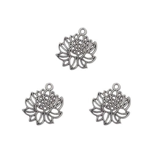 Zinklegierung Blume Anhänger, antik silberfarben plattiert, DIY, frei von Nickel, Blei & Kadmium, 21x21mm, ca. 100PCs/Tasche, verkauft von Tasche