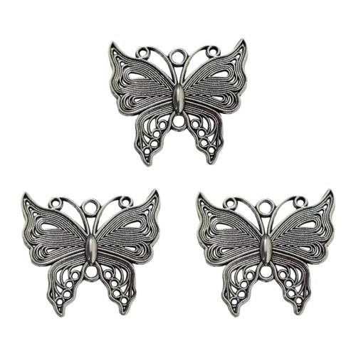 Tier Zinklegierung Schmuckverbinder, Schmetterling, antik silberfarben plattiert, DIY & 1/1-Schleife, frei von Nickel, Blei & Kadmium, 26x23mm, ca. 100PCs/Tasche, verkauft von Tasche