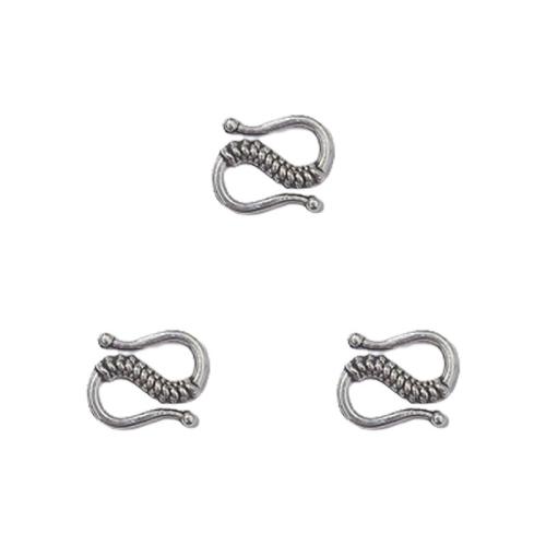 Fermoir S en alliage de zinc, Lettre S, Plaqué de couleur d'argent, DIY, protéger l'environnement, sans nickel, plomb et cadmium, 10x8mm, Environ 100PC/sac, Vendu par sac