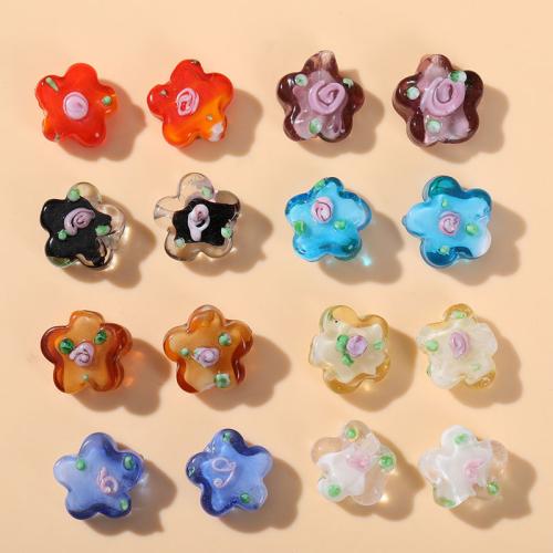 Lampwork Beads Flower DIY 14mm Approx Sold By Bag