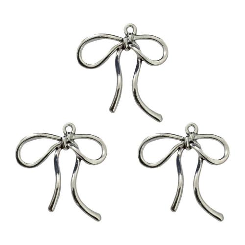 Zinc Alloy Bowknot pendentifs, alliage de zinc, Noeud papillon, Plaqué de couleur d'argent, DIY, protéger l'environnement, sans nickel, plomb et cadmium, 42x44mm, Environ 100PC/sac, Vendu par sac