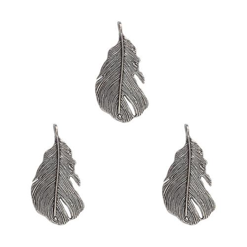 Pendentifs feuilles en alliage de zinc , Plaqué de couleur d'argent, DIY, protéger l'environnement, sans nickel, plomb et cadmium, 48x25mm, Environ 100PC/sac, Vendu par sac