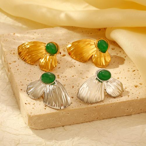 Stainless Steel Stud Earrings 304 Stainless Steel with Resin Butterfly plated for woman Sold By Pair