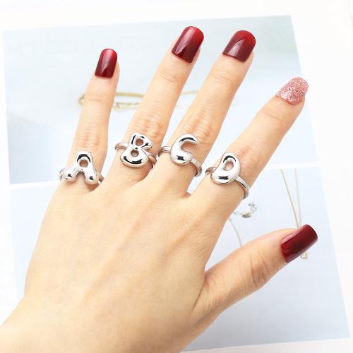 Messing Fingerring, silberfarben plattiert, Modeschmuck & verschiedene Muster für Wahl, Silberfarbe, frei von Nickel, Blei & Kadmium, verkauft von PC