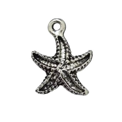 Sinc Alloy Pendants, Starfish, dath airgid antique plátáilte, DIY, dath bunaidh, 100ríomhairí pearsanta/Lot, Díolta De réir Lot