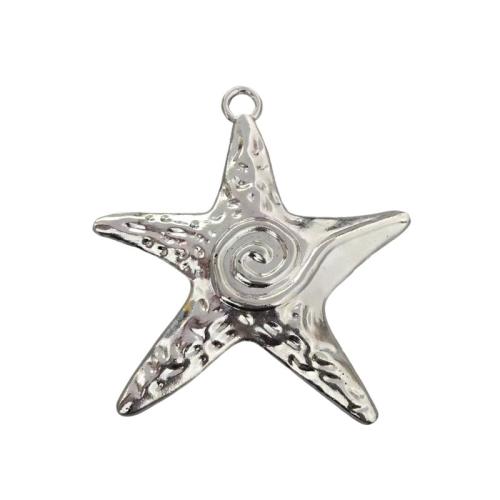 Zinc Alloy Star Pendant Starfish antique silver color plated DIY original color Sold By Lot