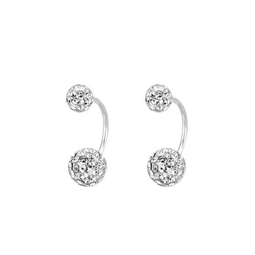 Cubic Zirconia Micro Pave Sterling Silver Earring 925 Sterling Silver micro pave cubic zirconia & for woman silver color Sold By Pair