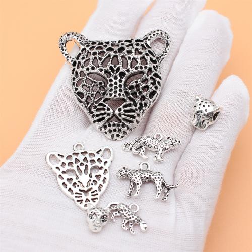 Zinc Alloy Animal Pendants Leopard antique silver color plated DIY Sold By Bag