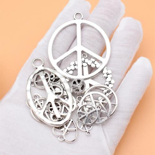 Zinc Alloy Connector Peace Logo antique silver color plated DIY & 1/1 loop Sold By Bag