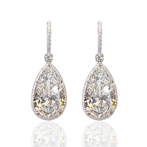 Cubic Zirconia Micro Pave Brass Earring Teardrop fashion jewelry & micro pave cubic zirconia & for woman 21mm Sold By Pair