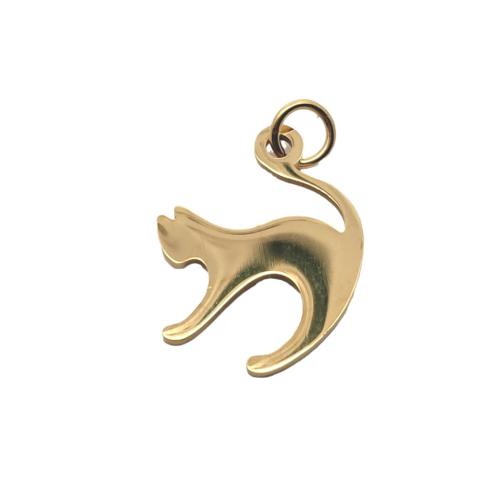 Roestvrij staal Animal Hangers, 304 roestvrij staal, Kat, DIY, gouden, 18.50x14.50mm, Verkocht door PC