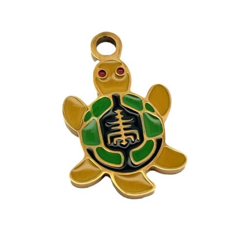 Acier inoxydable animaux Pendentifs, Acier inoxydable 316, tortue, DIY & émail, 17x11mm, Vendu par PC