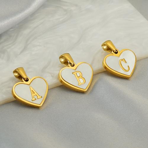 Stainless Steel Heart Pendants 304 Stainless Steel with Shell fashion jewelry golden Sold By PC