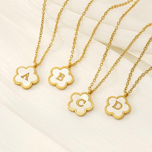 Stainless Steel Jewelry Necklace 304 Stainless Steel with Shell Flower 18K gold plated fashion jewelry & Unisex golden Length Approx 45 cm Sold By PC