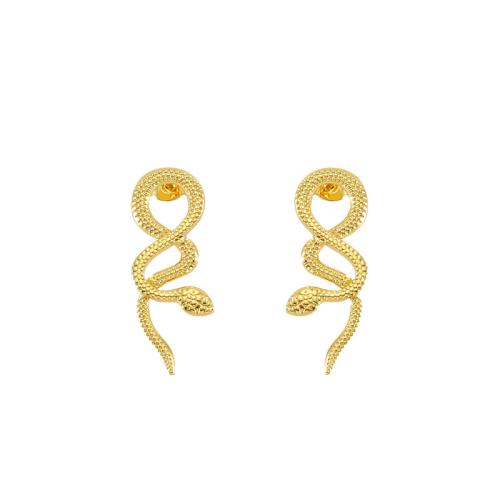 Roestvrij staal Stud Earrings, 304 roestvrij staal, Slang, mode sieraden & voor vrouw, gouden, 30x11mm, Verkocht door pair