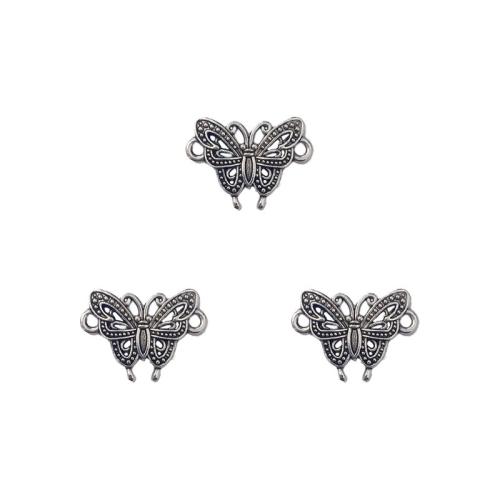 Connecteur en alliage de Zinc animal, papillon, Plaqué de couleur d'argent, DIY & boucle de 1/1, protéger l'environnement, sans nickel, plomb et cadmium, 20x14mm, Environ 100PC/sac, Vendu par sac